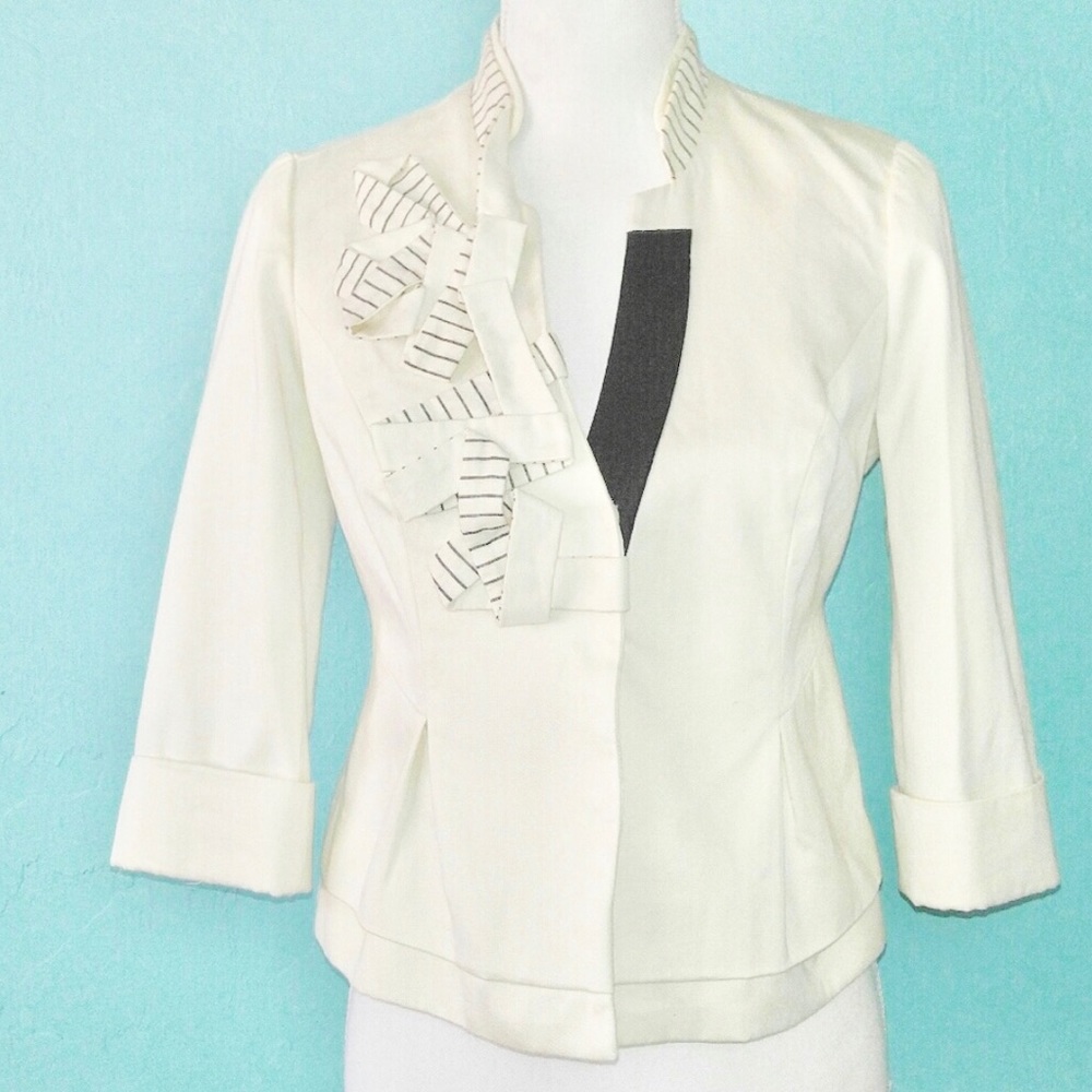 Floreat Anthropologie Ivory Blazer Jacket Size 2